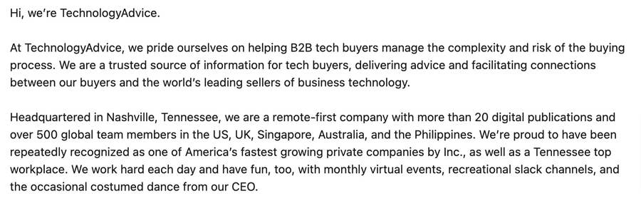 Technology Advice's company overview