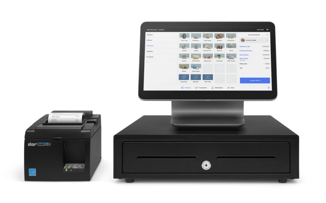 Square Register kit with cash drawer and receipt printer.