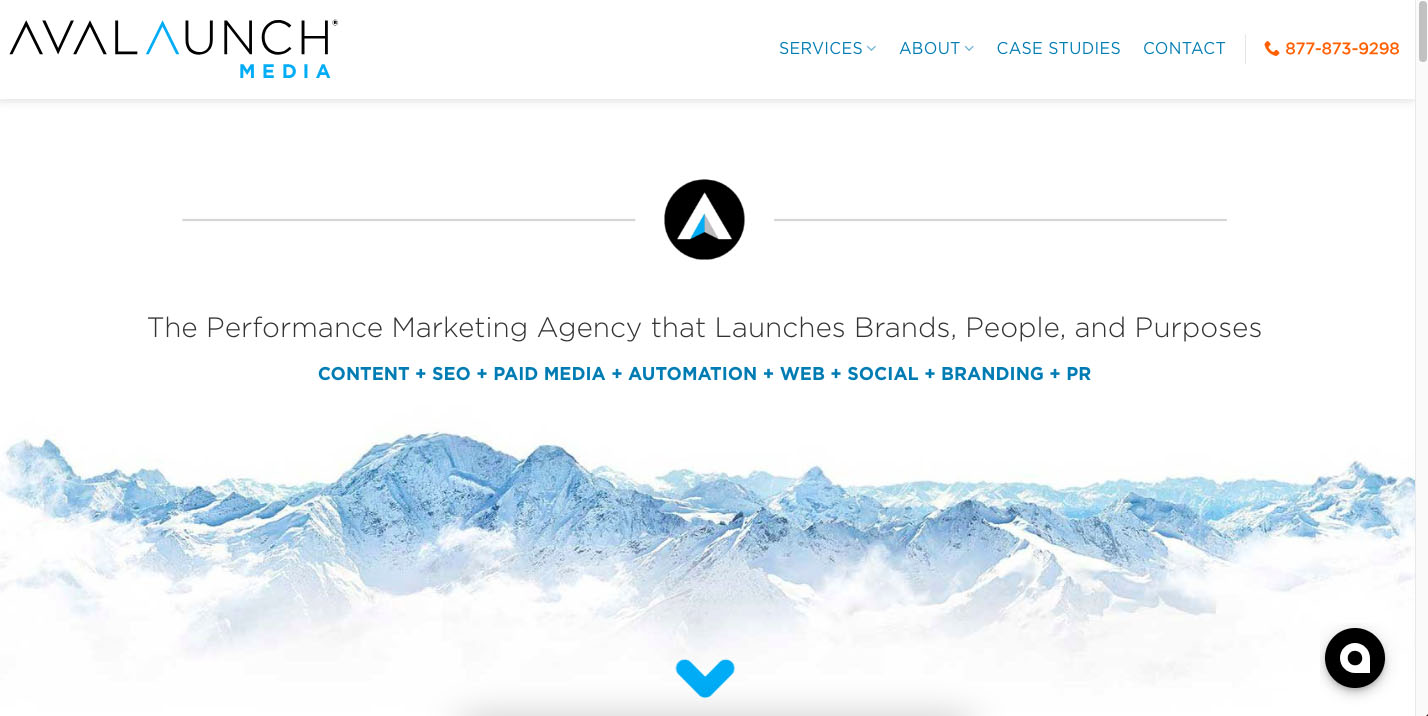 Home page of Avalaunch Media's website.