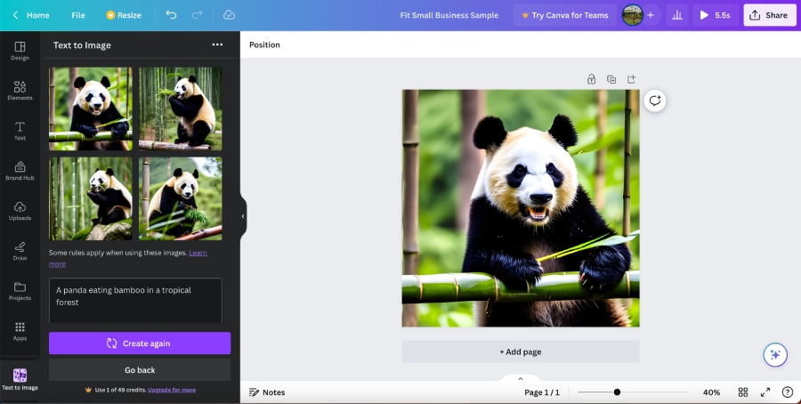 Canva generate images with AI