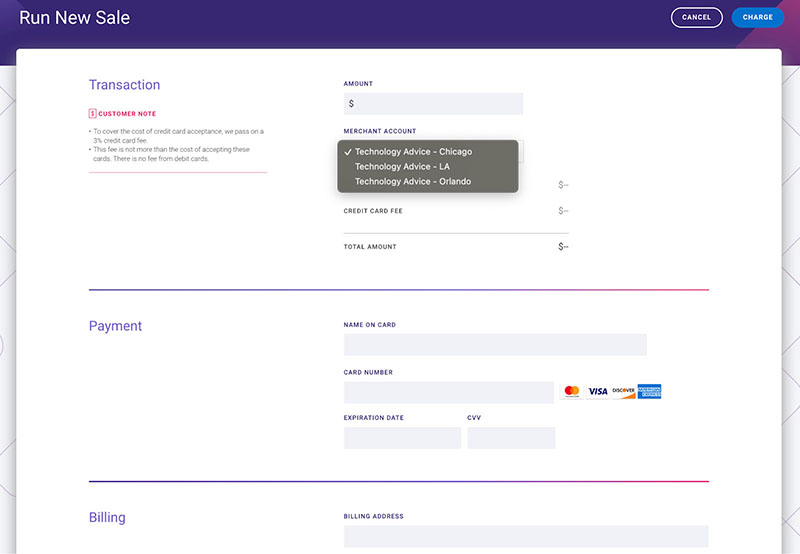 CardX virtual terminal in the merchant portal.