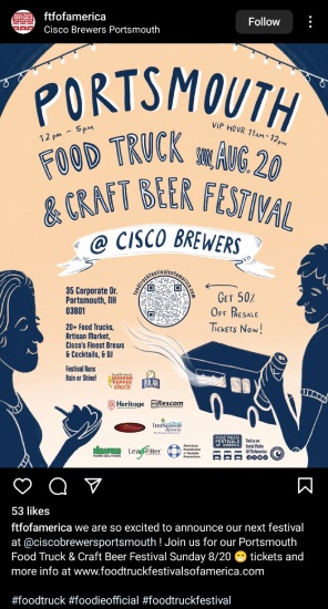Food Trucks of America Instagram post about Food Truck & Craft Beer Festival.