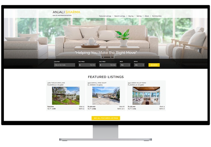 IXACT Contact real estate website with search bar.