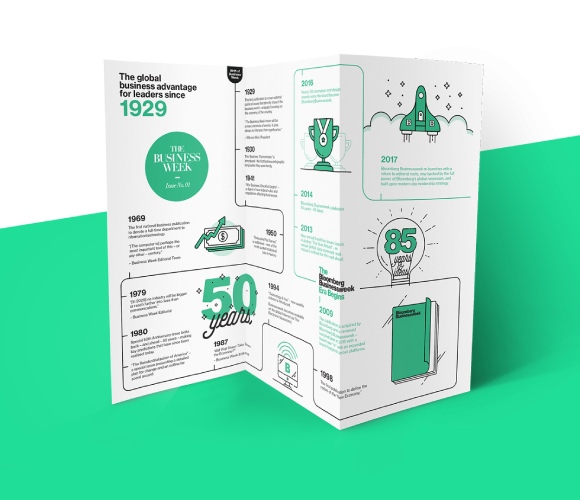 Infographic design on a Z-fold brochure.