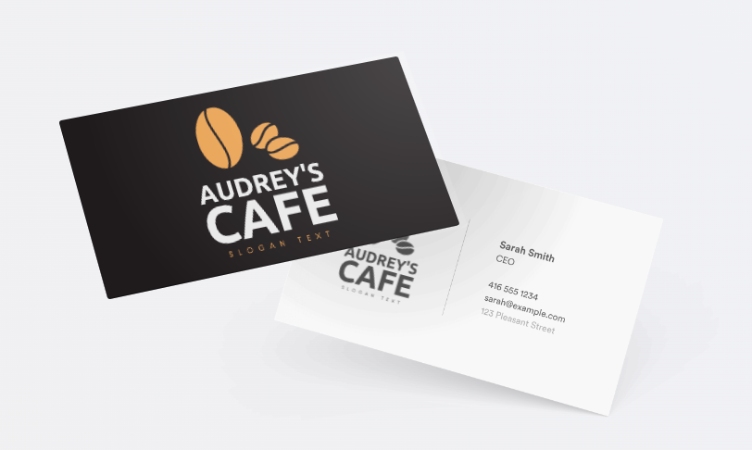 Sample business card template designed by Looka.