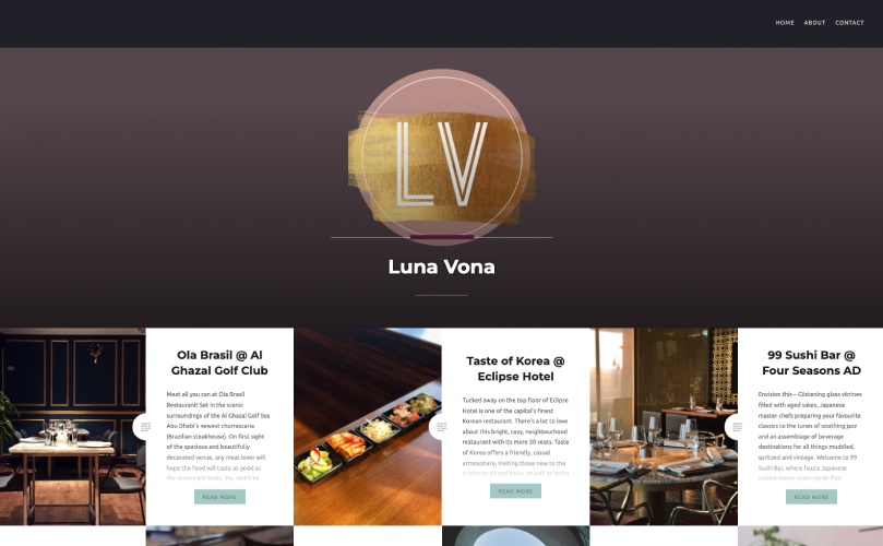Luna Vona's WordPress website.