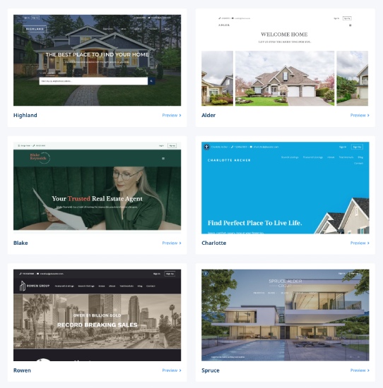 Design templates available on Placester.