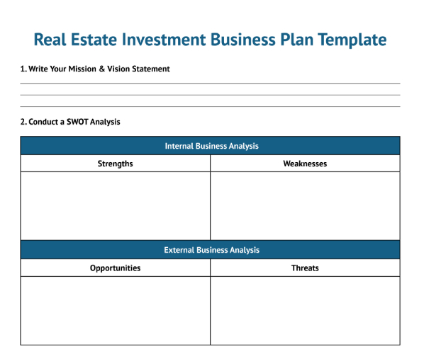 Preview of Real Estate Investment Business Plan Template.