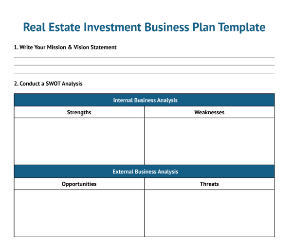 property investment business plan template