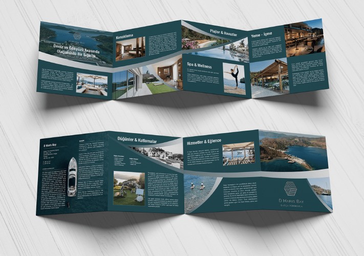 Accordion brochure design for a real estate brand.