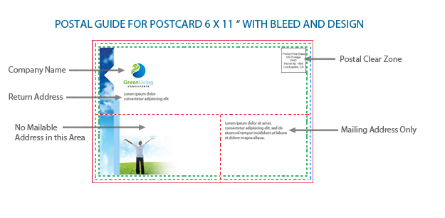 An image of a postcard following postal guidelines.