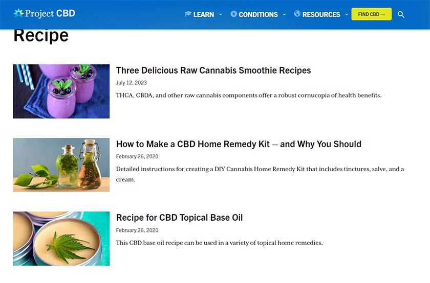 CBD recipes from Project CBD website.
