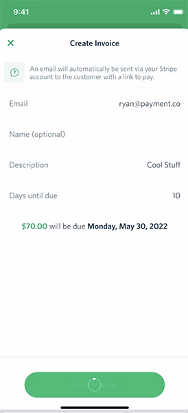 Creating invoices on Payments for Stripe.