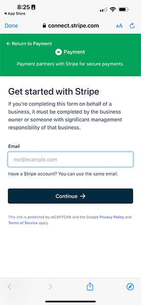 Linking your Stripe account on Payments for Stripe.