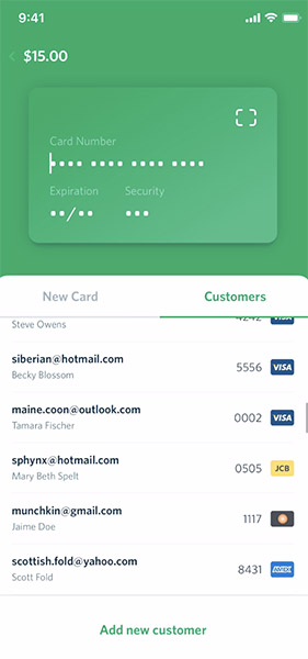 Payments for Stripe vault with customers' credit card information.
