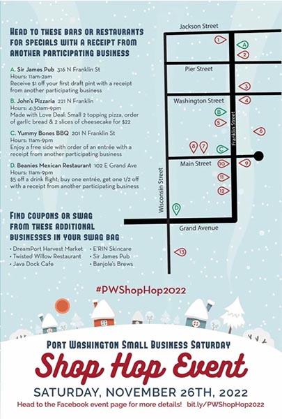 Promotional poster for Shop Hop Small Business Saturday event.