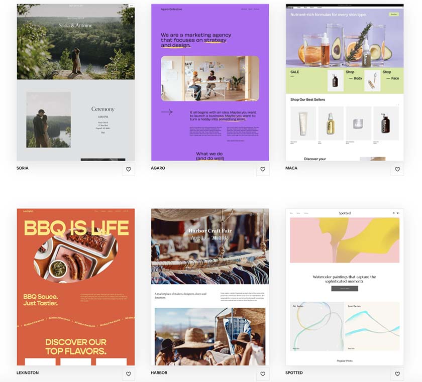 Squarespace website themes.