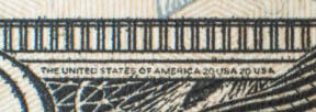 “THE UNITED STATES OF AMERICA 20 USA 20” printed in black in the border below the Treasurer’s signature.