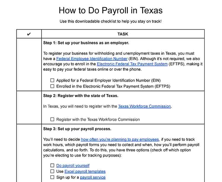 How to do payroll in Texas.