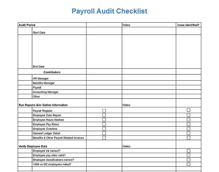 Payroll audit checklist.