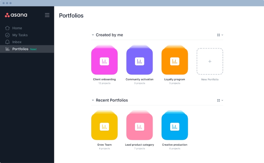 A team portfolio inside Asana.