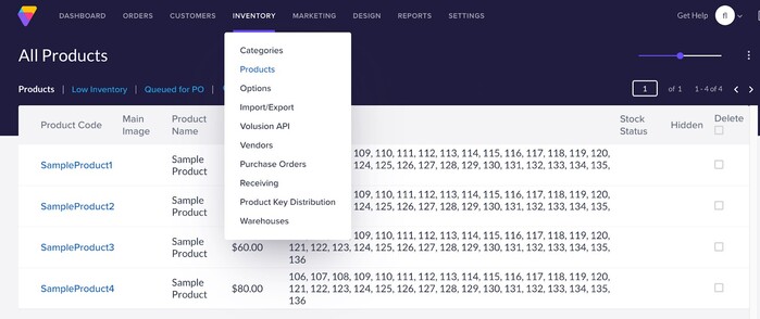 Adding products on Volusion