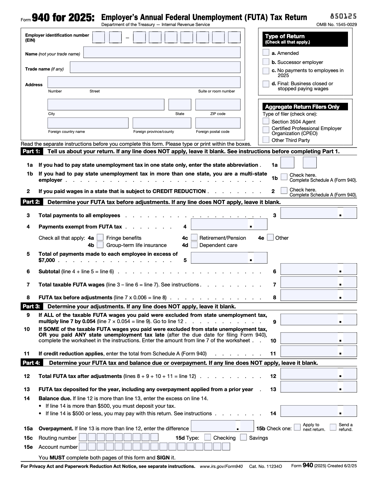 FUTA Form 940