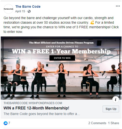 Facebook ad for collecting email addresses