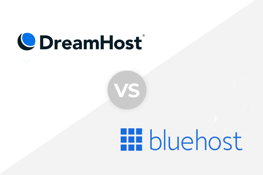The Bluehost vs DreamHost logos.