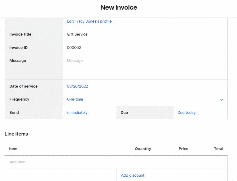 Create, save, and customize templates for single use invoice on Square.