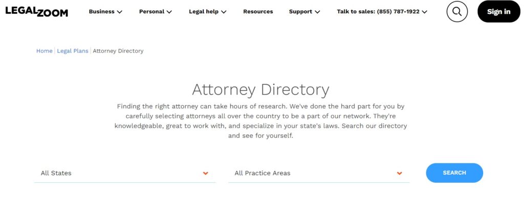 LegalZoom attorney directory