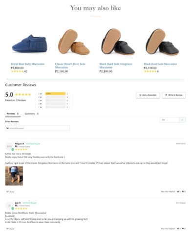 An online store on a company website with user reviews