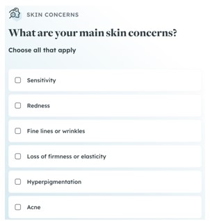 PROVEN Skincare quiz for customers on their skin concerns