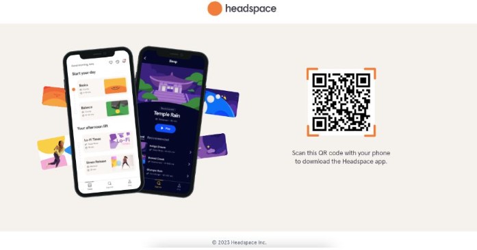 QR code from the Headspace website leading to the app download page