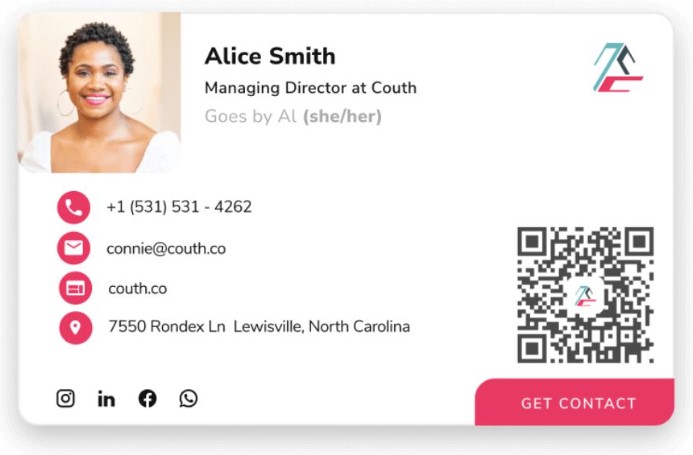 Email signature with a QR code for making contact
