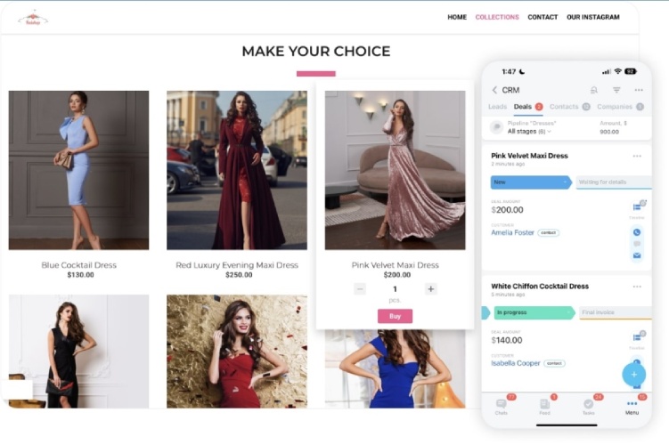 A sample online store created using one of Bitrix24 templates.