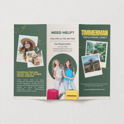 Brochure for a travel agency using layered images for depth.