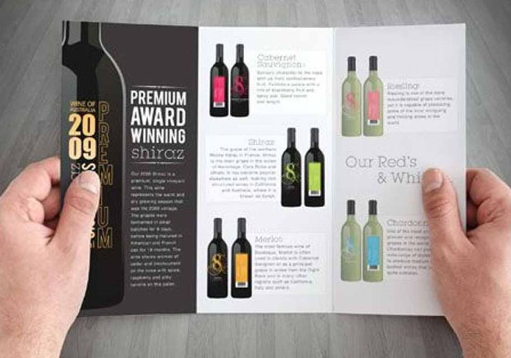 Brochure for a winery product catalog.
