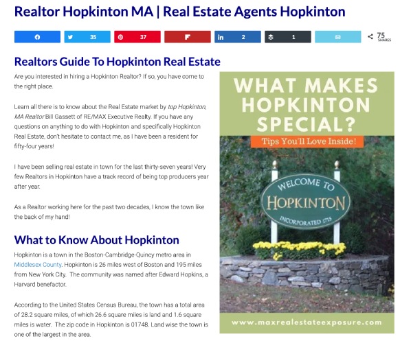 Hopkinton Massachusetts community page from Bill Gassett.