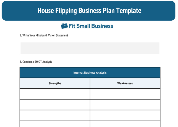 House Flipping Business Plan Template preview