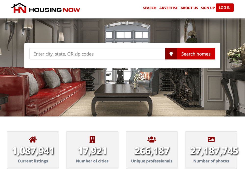 HousingNow.com home page.