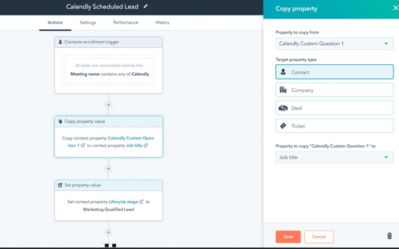 An example of HubSpot CRM's integration with Calendly.