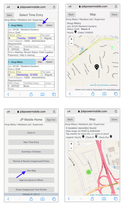 JPMobile module that allows managers to track their employee's locations in real-time.