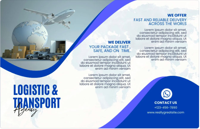 Logistics company brochure using leading lines to direct attention.