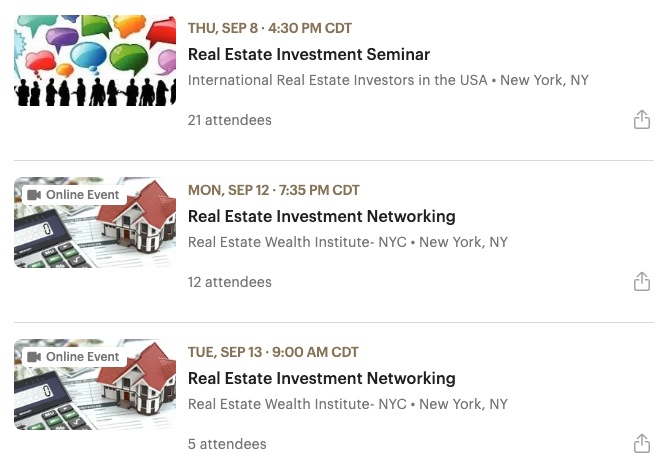 A Meetup.com directory of real estate investment groups.