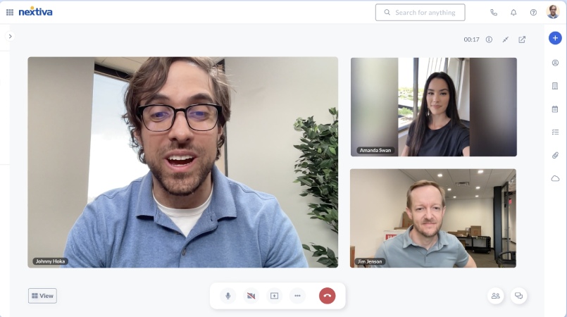 A screenshot of a video call session within the Nextiva app.