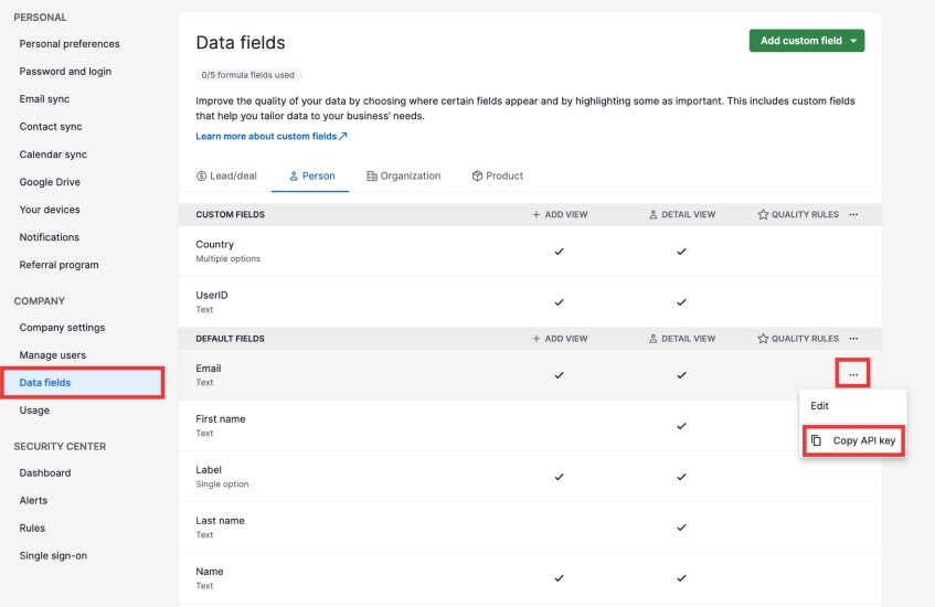 Pipedrive's custom data fields for making templates like travel itineraries.