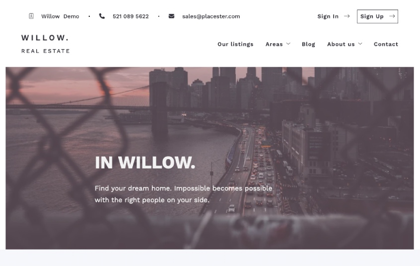 Example Placester real estate website template.