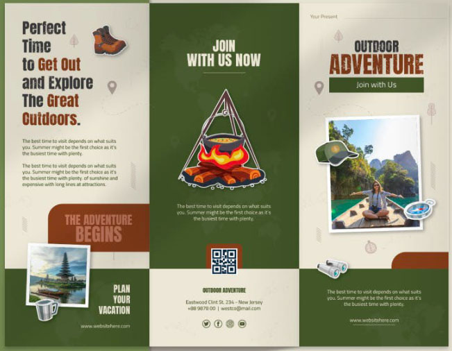 Tourism brochure with a specific color palette.