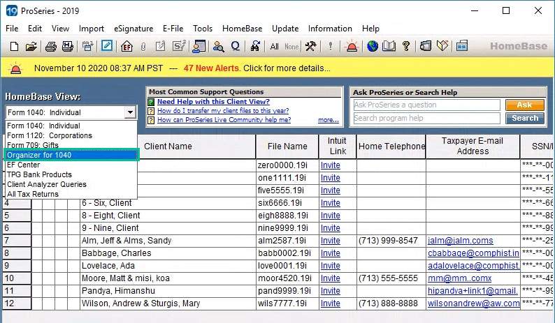 Importing ProSeries tax organizer into SmartVault.